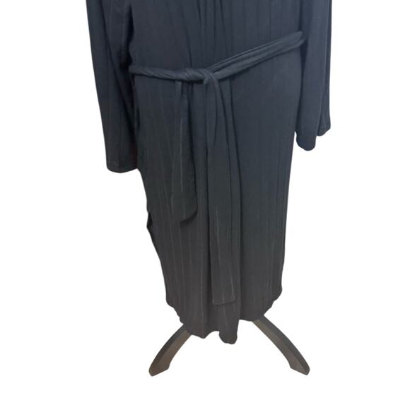 BP Lounge Robe Adjustable Self-Tie Belt Long Sleeves Ribbed Fabric Black L NWT - Picture 3 of 9
